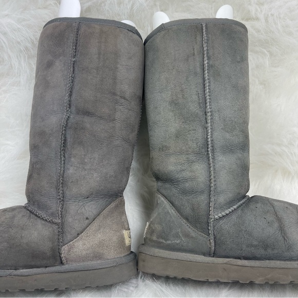 UGG Australia Classic Tall Gray Suede Leather Sheepskin Boots Women’s Size 7 - Picture 8 of 14